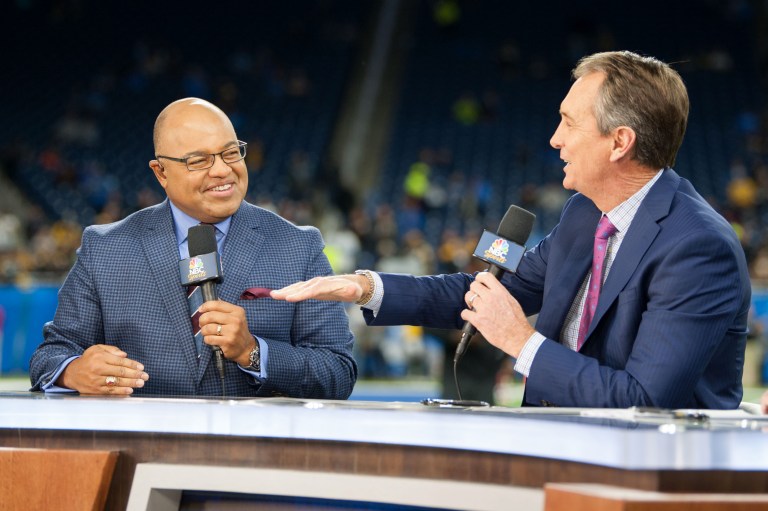 Who is announcing Sunday Night Football in Week 14 between the Dolphins and Chargers?
