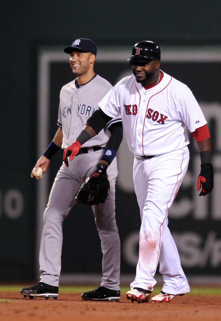 David Ortiz gifts Derek Jeter custom Red Sox jersey for his MLB on FOX debut [VIDEO]