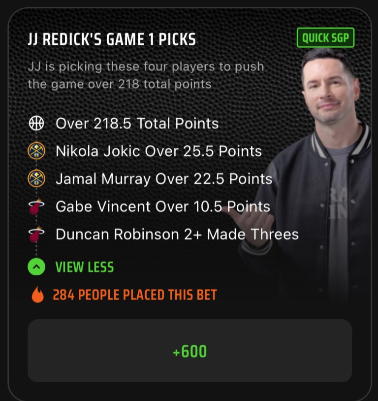 NBA Finals SGP Best Bets: JJ Redick’s NBA Same Game Parlay Picks on DraftKings Sportsbook for June 1
