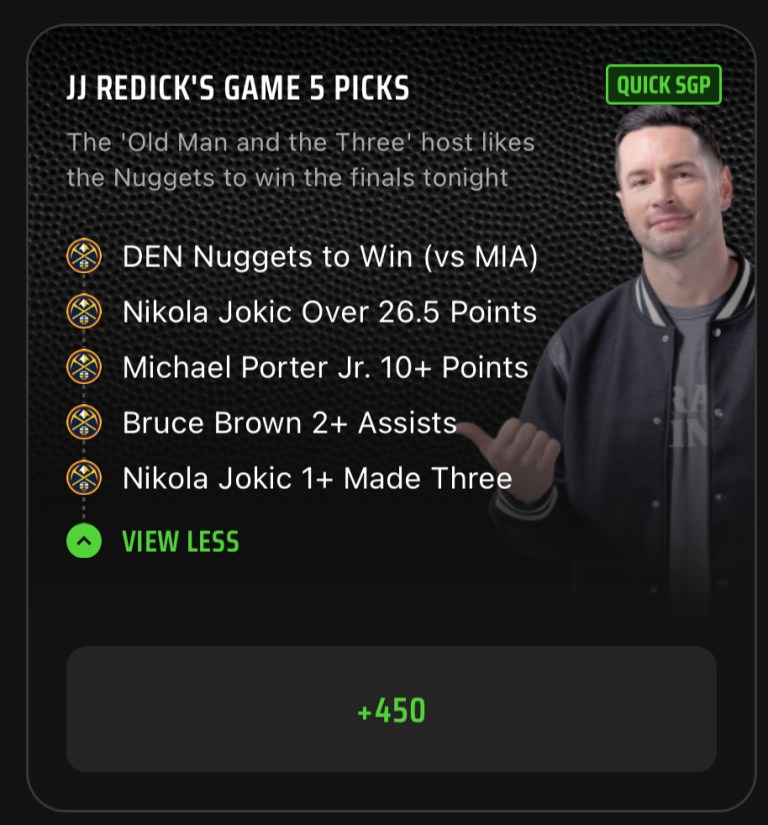NBA Finals SGP Best Bets: JJ Redick’s NBA Same Game Parlay Picks on DraftKings Sportsbook for June 12