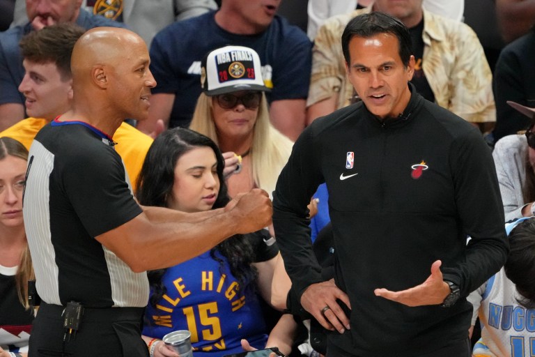 Who are the referees for Heat vs. Nuggets Game 5 in 2023 NBA Finals?