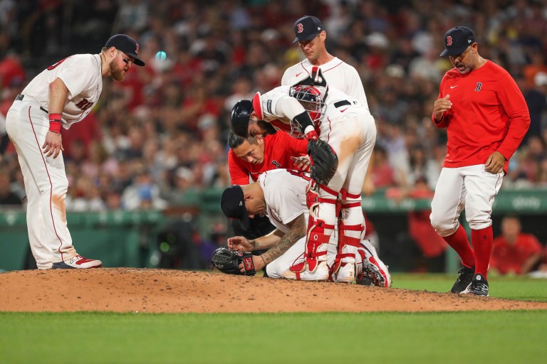 Red Sox starter Tanner Houck leaves game after being struck in face by line drive