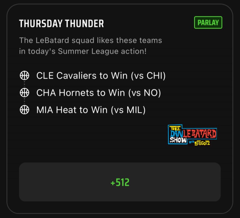 NBA Summer League Parlay Best Bets: The Dan Le Batard Show Parlay Picks on DraftKings Sportsbook for July 13