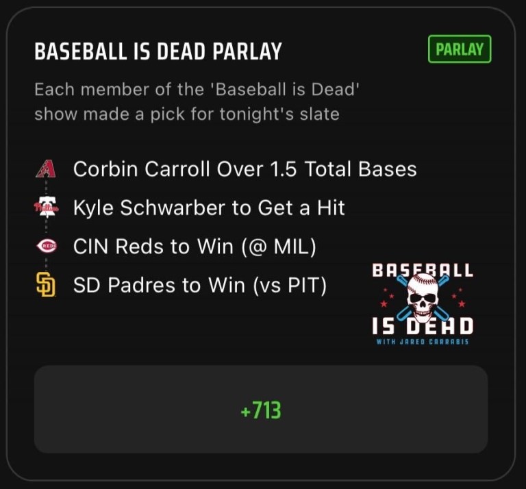 MLB Parlay Best Bets: Baseball is Dead MLB Parlay Picks on DraftKings Sportsbook for July 24
