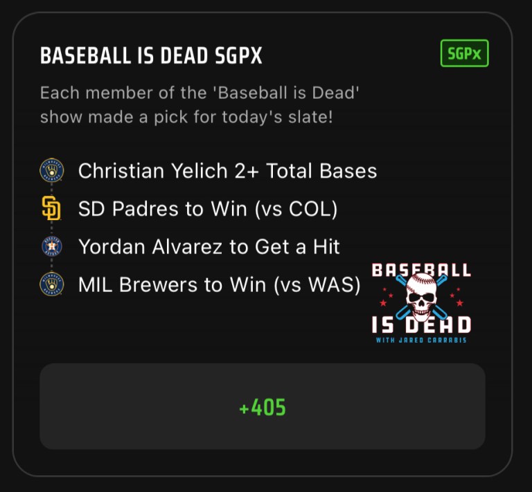MLB SGPx Best Bets: Baseball is Dead MLB Same Game Parlay Extra Picks on DraftKings Sportsbook for July 31