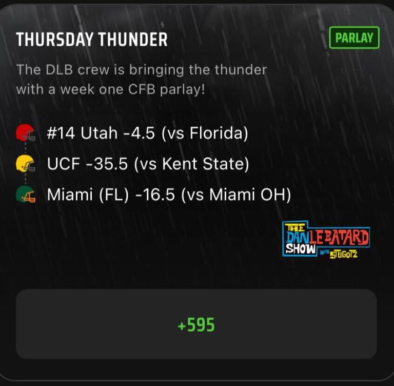 College Football Parlay Best Bets Today: The Dan Le Batard Show CFB Parlay Picks on DraftKings Sportsbook for Week 1