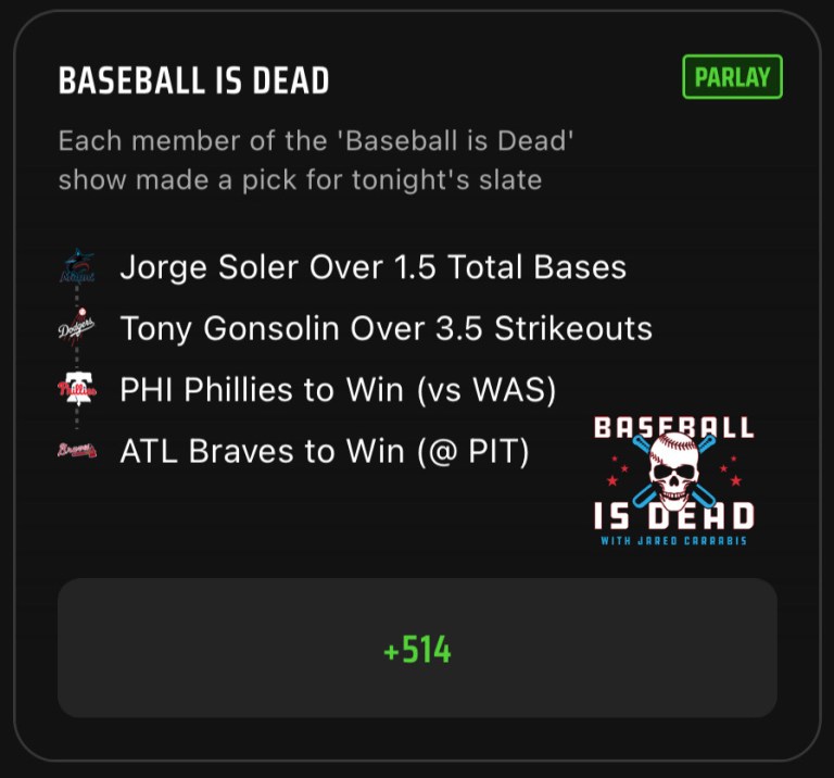 MLB Parlay Best Bets: Baseball is Dead MLB Parlay Picks on DraftKings Sportsbook for August 7