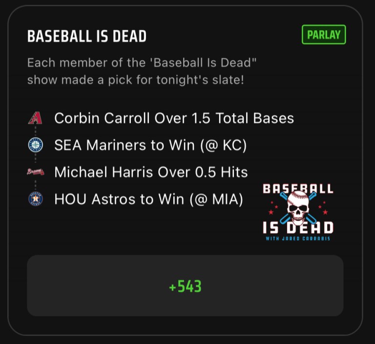 MLB Parlay Best Bets Today: Baseball is Dead MLB Parlay Picks on DraftKings Sportsbook for August 14