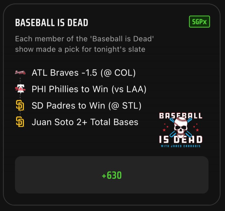 MLB SGPx Best Bets Today: Baseball is Dead MLB Same Game Parlay Extra Picks on DraftKings Sportsbook for August 28