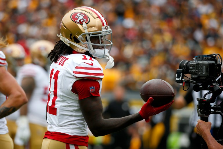 49ers WR Brandon Aiyuk scores twice in first half in Week 1 vs. Steelers