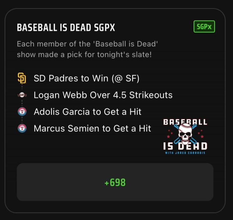 MLB SGPx Best Bets Today: Baseball is Dead MLB Same Game Parlay Extra Picks on DraftKings Sportsbook for September 25