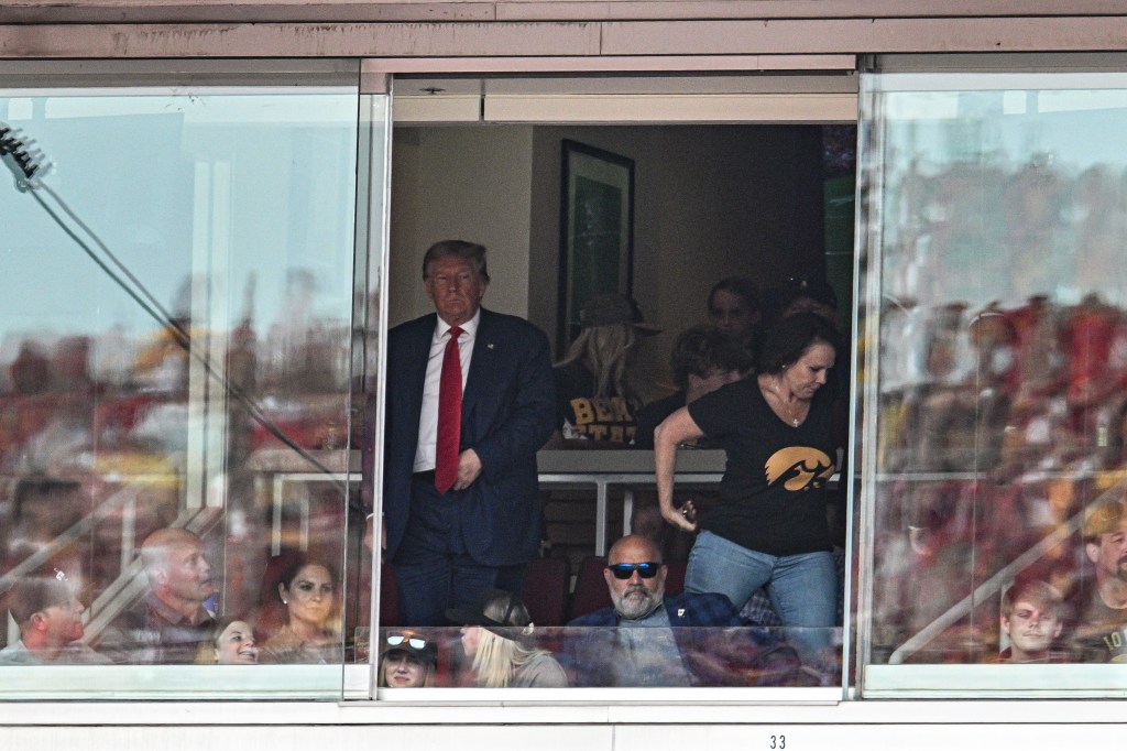 Donald Trump attends Iowa-Iowa State game in Ames on Saturday