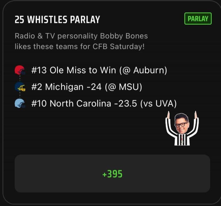 College Football Parlay Best Bets Today: Bobby Bones’ Saturday CFB Parlay Picks on DraftKings Sportsbook for Week 8