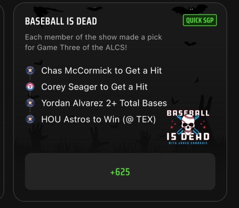 MLB SGP Best Bets Today: Baseball is Dead MLB Same Game Parlay Picks on DraftKings Sportsbook for October 18