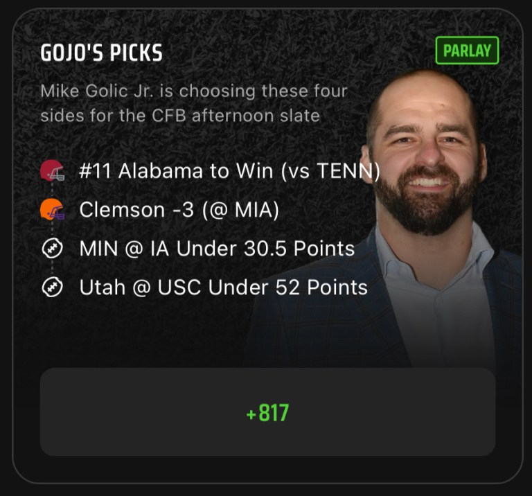 College Football Parlay Best Bets Today: Mike Golic Jr.’s Saturday CFB Parlay Picks on DraftKings Sportsbook for October 21