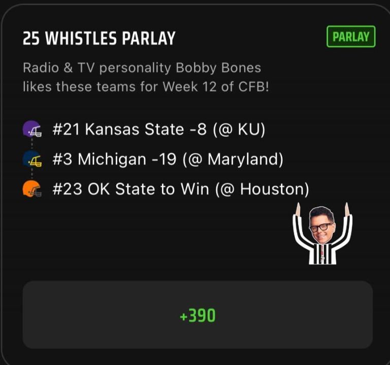College Football Parlay Best Bets Today: Bobby Bones’ Saturday CFB Parlay Picks on DraftKings Sportsbook for Week 12
