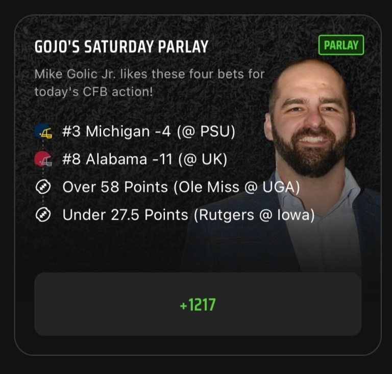 College Football Parlay Best Bets Today: Mike Golic Jr.’s Saturday CFB Parlay Picks on DraftKings Sportsbook for November 11