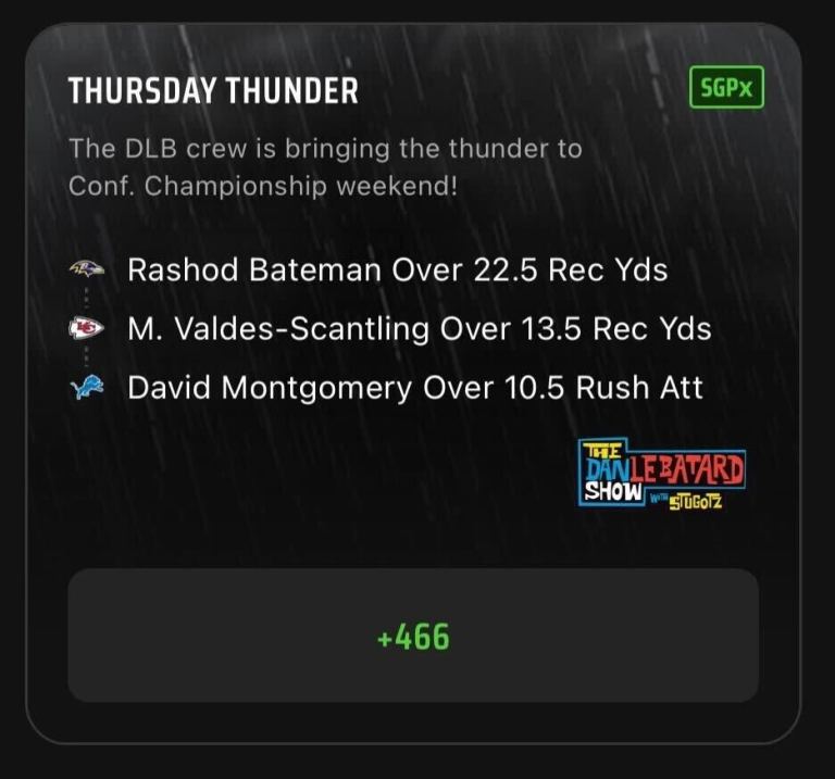 NFL SGPx Best Bets Today: The Dan Le Batard Show NFL Same Game Parlay Extra Picks on DraftKings Sportsbook for the Conference Championship