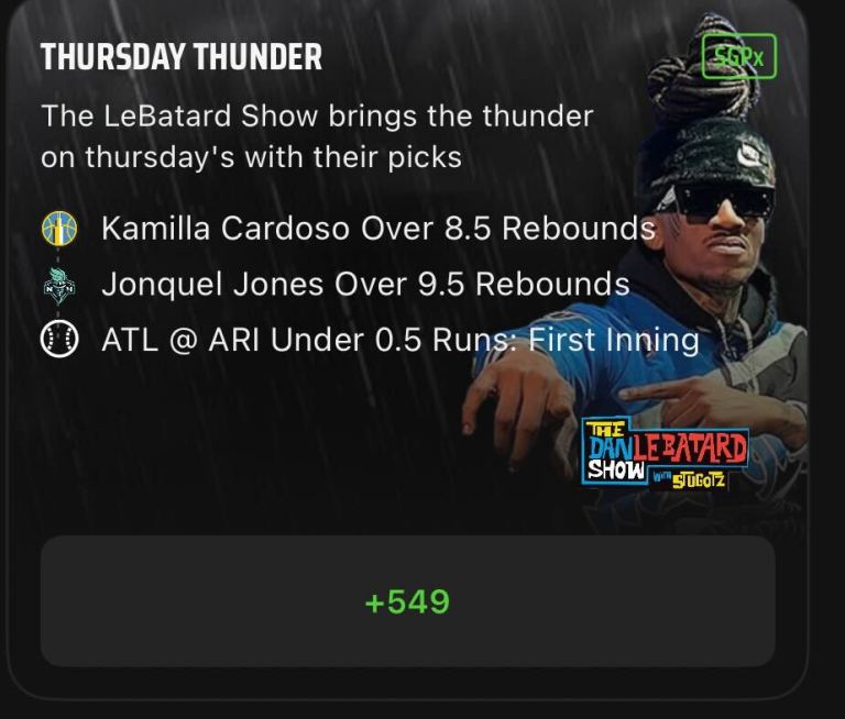 SGPx Best Bets Today: The Dan Le Batard Show Same Game Parlay Extra Picks on DraftKings Sportsbook for July 11