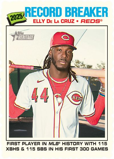 2026 Topps Heritage card design featuring Elly De La Cruz