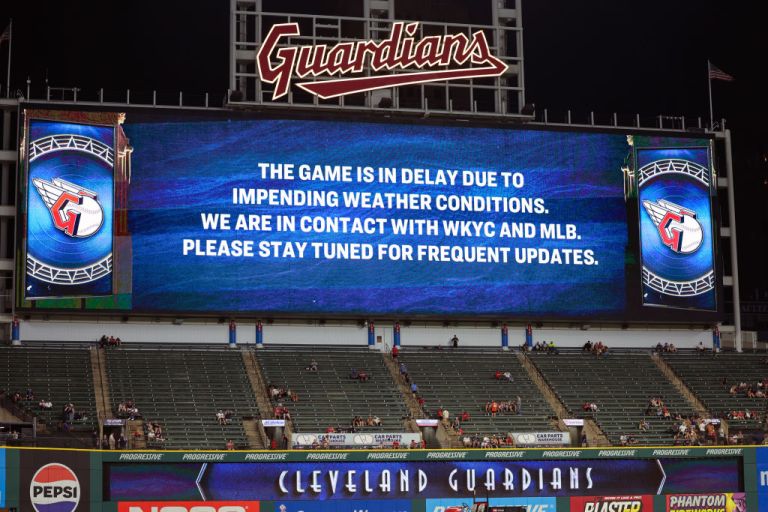 Pittsburgh Pirates vs. Cleveland Guardians game delayed due to rain Saturday 7/18/26
