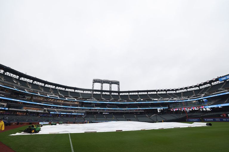 Marlins at Mets game delayed due to rain Thursday 7/30/26