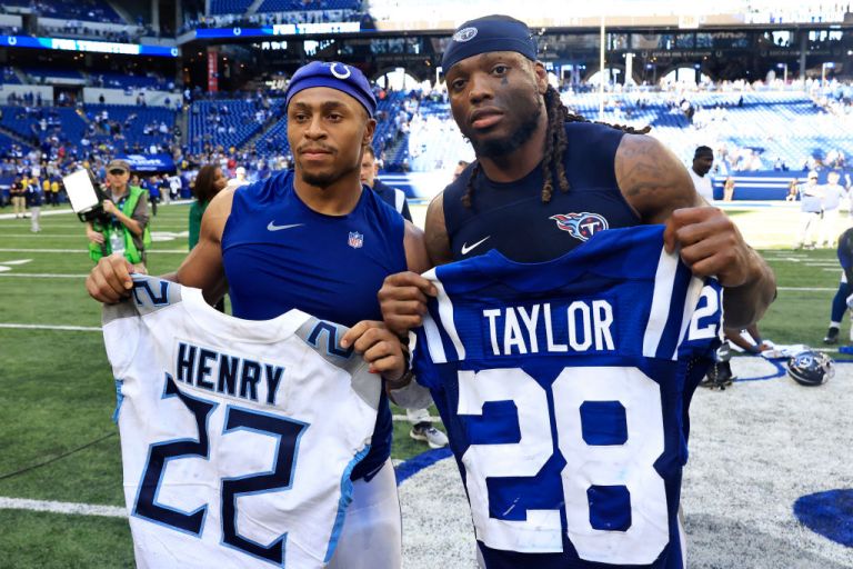 Will Jonathan Taylor or Derrick Henry have the most regular season rushing yards?