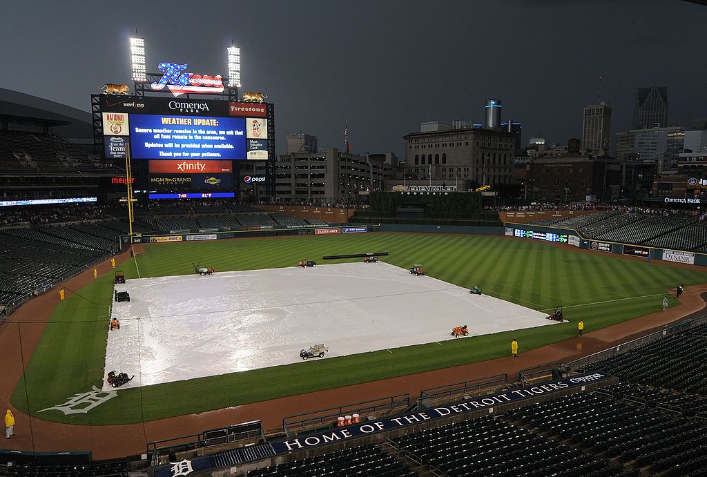 Tigers vs. Dodgers game delayed due to inclement weather Sunday 8/30/26
