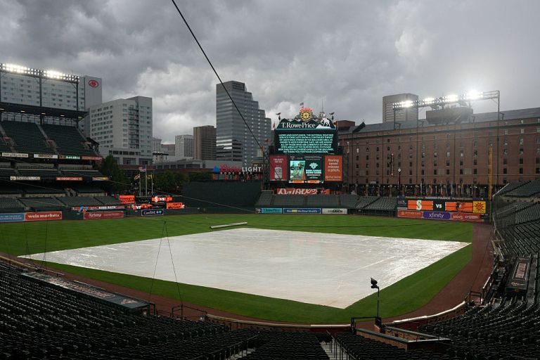 Yankees at Orioles game delayed due to rain Thursday 8/20/26