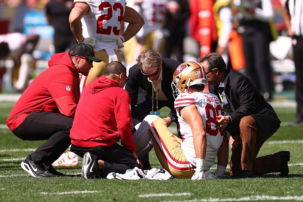 What happened to Jake Tonges? Live injury updates for 49ers vs. Rams on Thursday 9/10/26