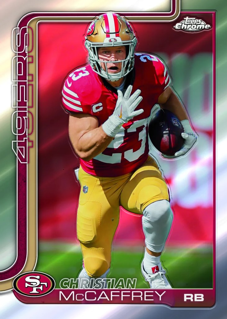 Christian McCaffrey 2025 Topps Chrome Football base card San Francisco 49ers running back