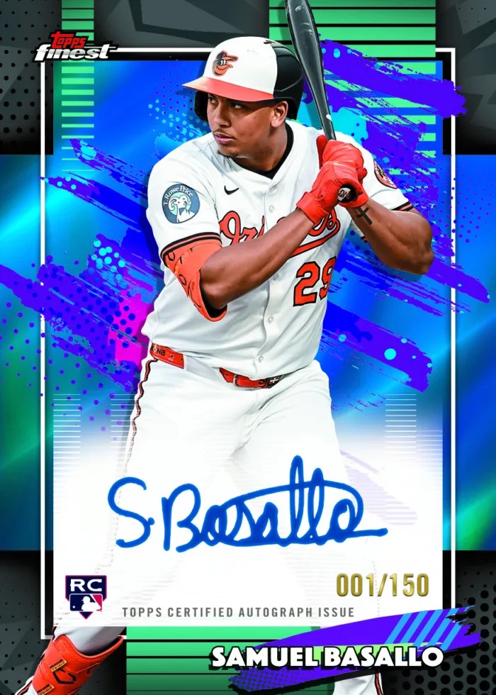 Samuel Basallo Blue Refractor autograph from 2026 Topps Finest Baseball