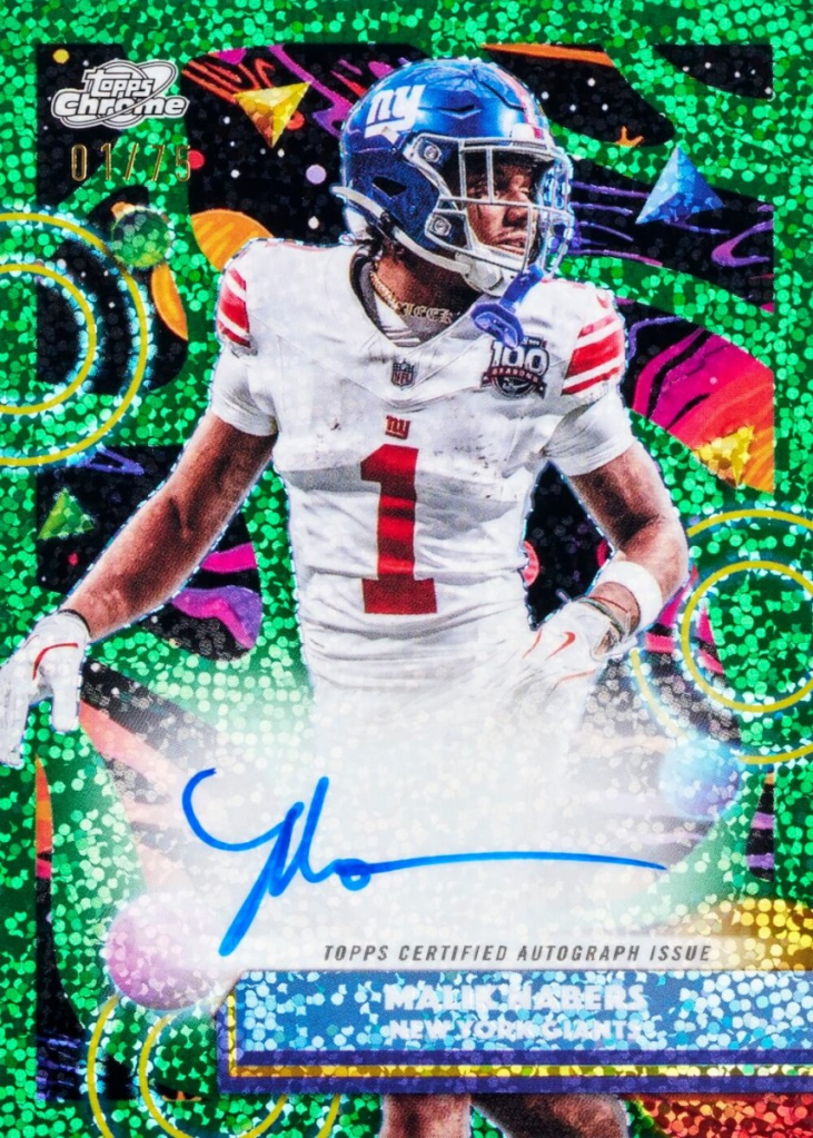 Malik Nabers Cosmic Chrome Autograph Variation in 2025 Topps Cosmic Chrome Football