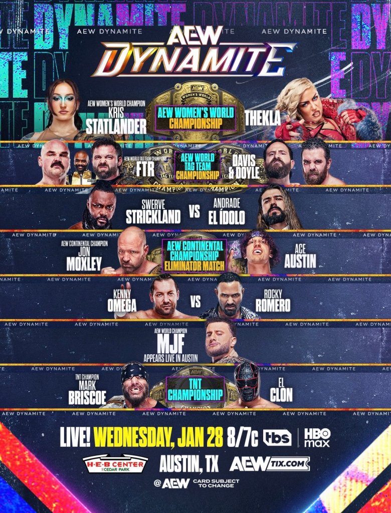 AEW Dynamite January 28th, 2026 promotional poster for tonight's event