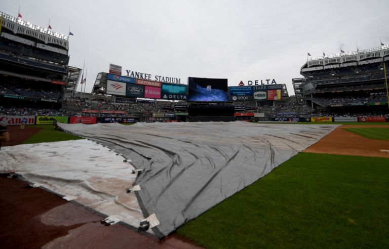 Blue Jays at Yankees game delayed due to rain Saturday 9/6/25