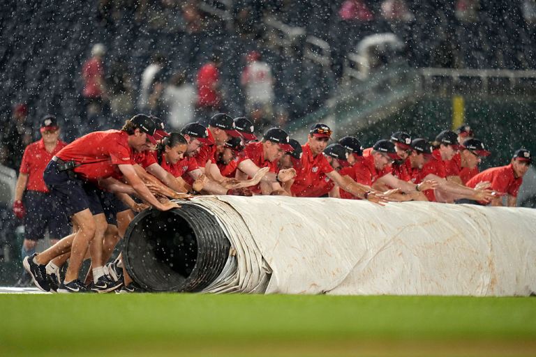 Braves at Nationals Game 2 delayed due to rain Tuesday 9/16/25