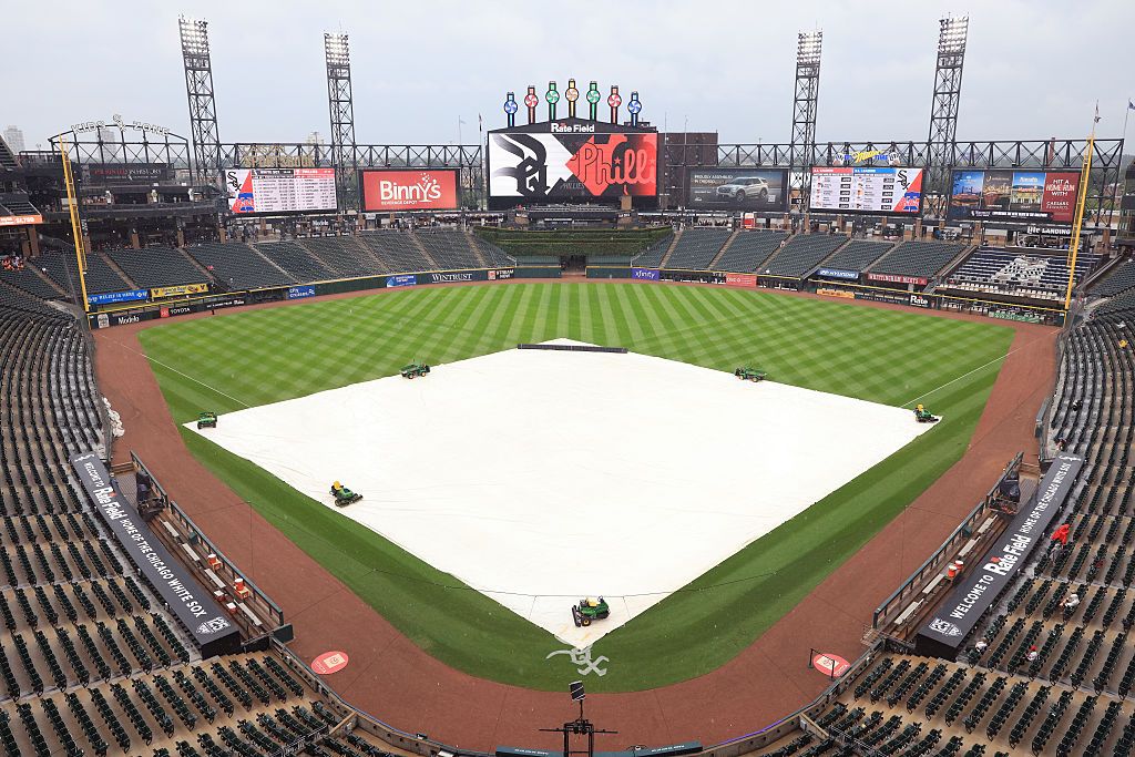 Angels at White Sox game delayed due to rain Monday 4/27/26