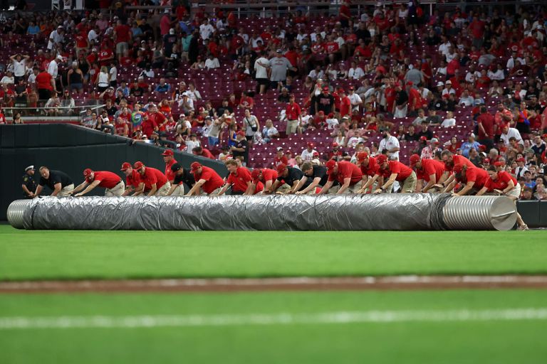 Guardians at Reds game delayed due to rain Monday 7/27/26