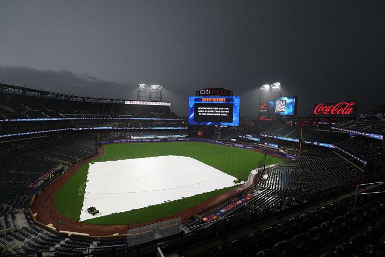 Braves vs. Mets game delayed due to rain Friday 6/12/26