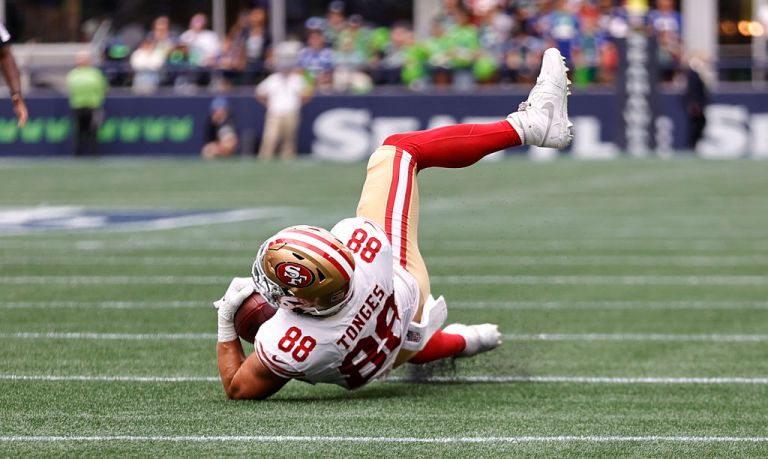 Is Jake Tonges worth a Week 2 fantasy football start with George Kittle injured?