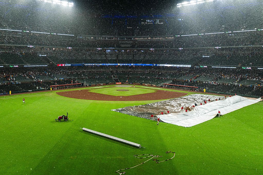Nationals at Braves game delayed due to rain Sunday 5/24/26