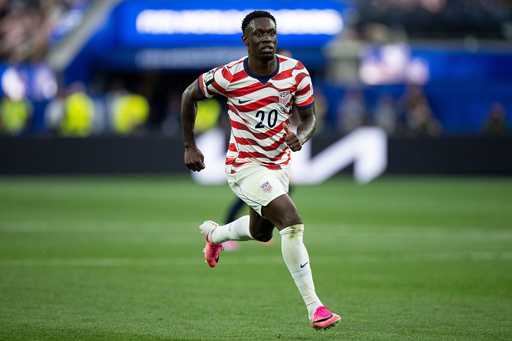 INGLEWOOD, CALIFORNIA - JUNE 12: Folarin Balogun of United States in action during the FIFA World Cup 2026 Group D match between USA and Paraguay at Los Angeles Stadium on June 12, 2026 in Inglewood, United States. (Photo by Sebastian Frej/Getty Images)