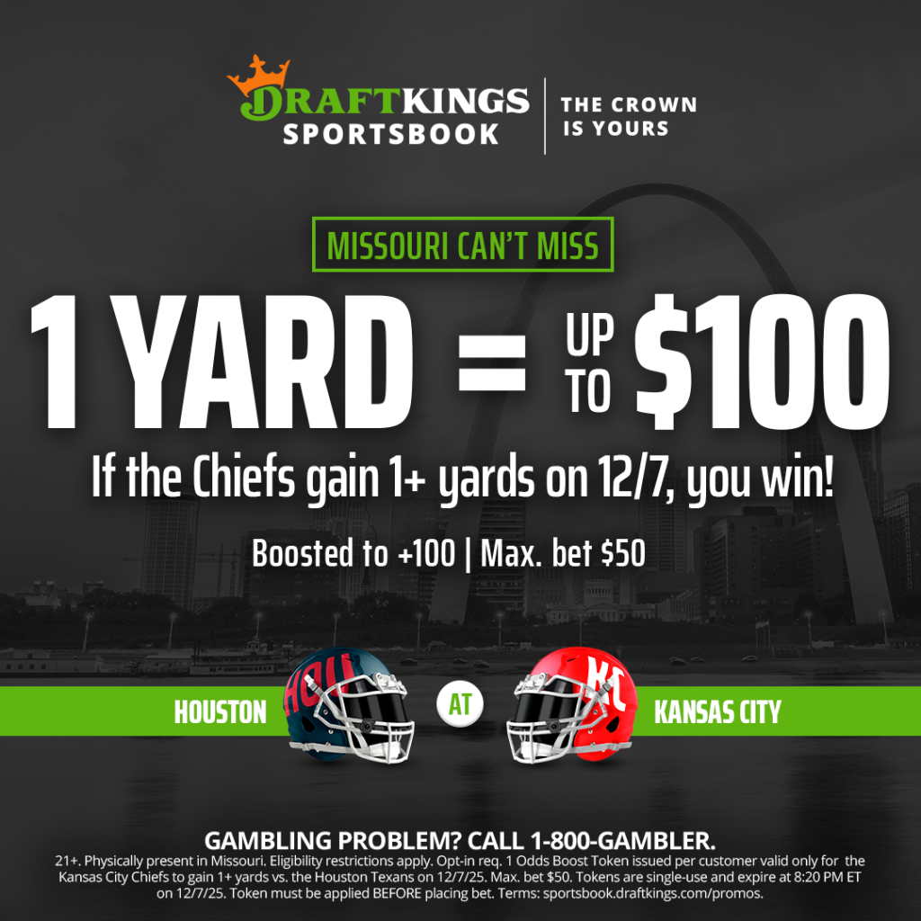 Missouri users can win up to $100 if the Chiefs gain 1 yard vs. the Texans on Sunday