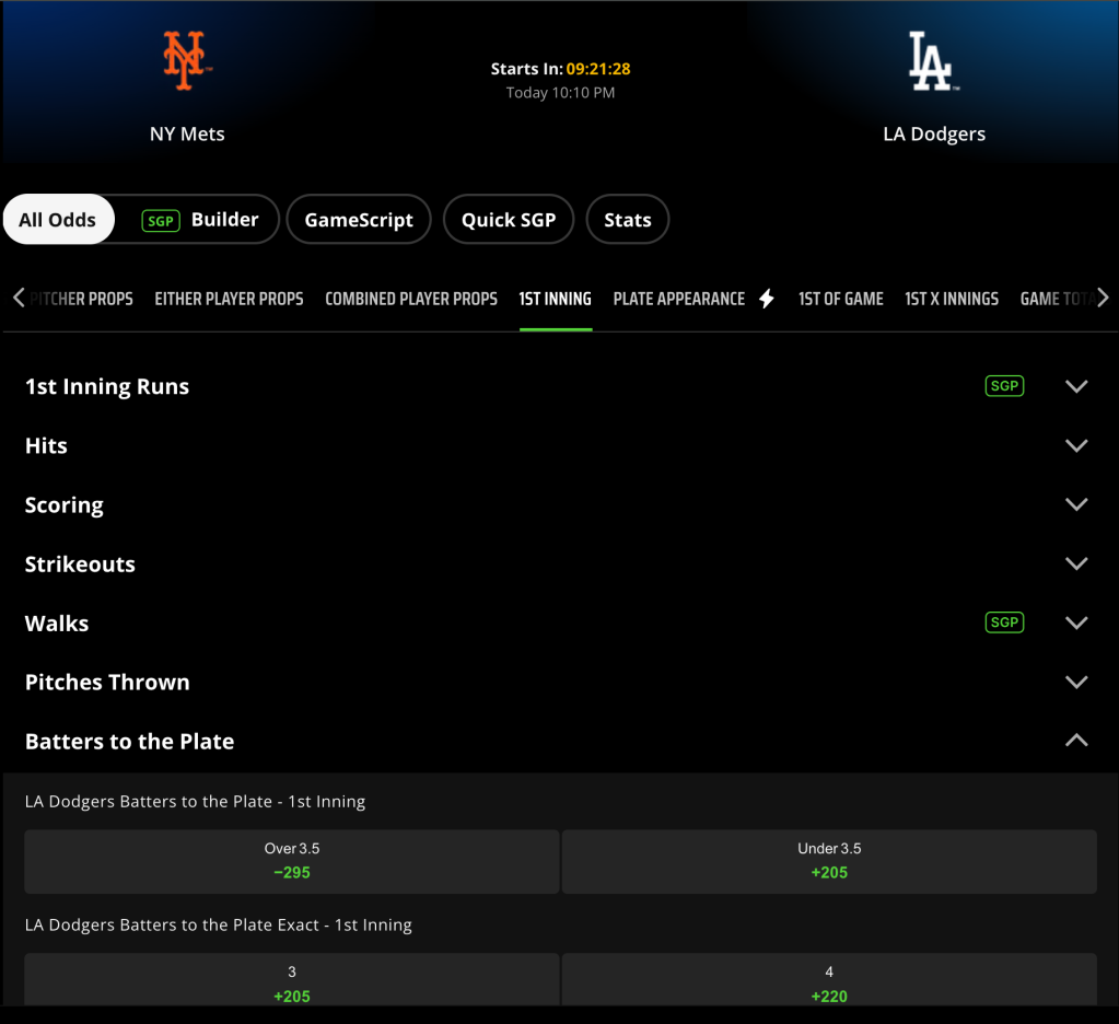 New York Mets at Los Angeles Dodgers Batter to the Plate Parlay for April 13 2026