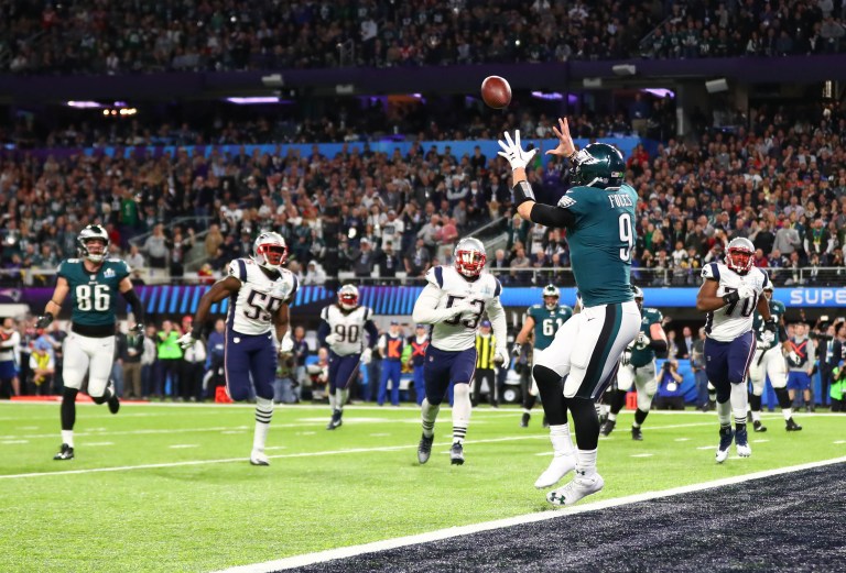 When is the last time a quarterback caught a pass in the Super Bowl?