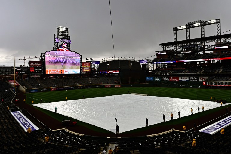 Pirates at Rockies game delayed due to rain Saturday 8/2/25