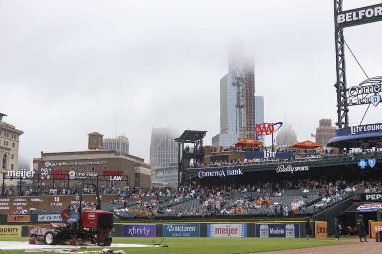 Twins at Tigers game delayed due to rain Friday 6/27/25
