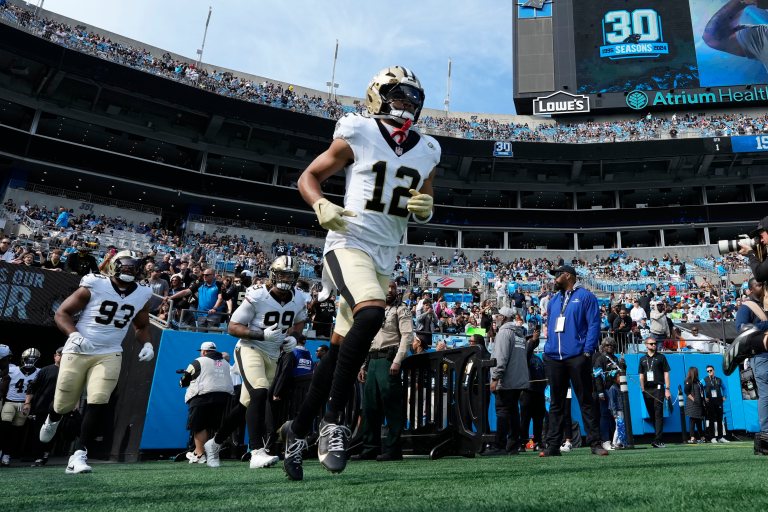 Who will start at wide receiver for the Saints without Chris Olave?