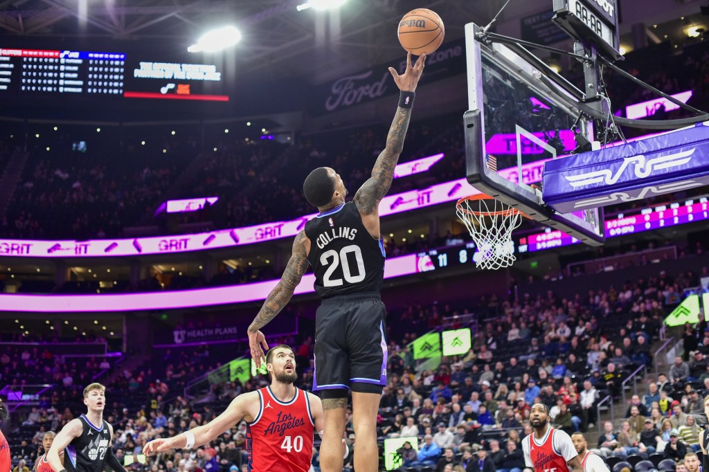 How does the John Collins trade affect the Clippers’ projected win total, odds to win the championship?