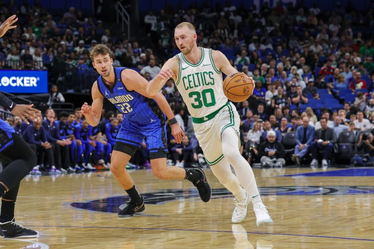 What happened to Sam Hauser Monday 5/5/25 vs. Knicks?